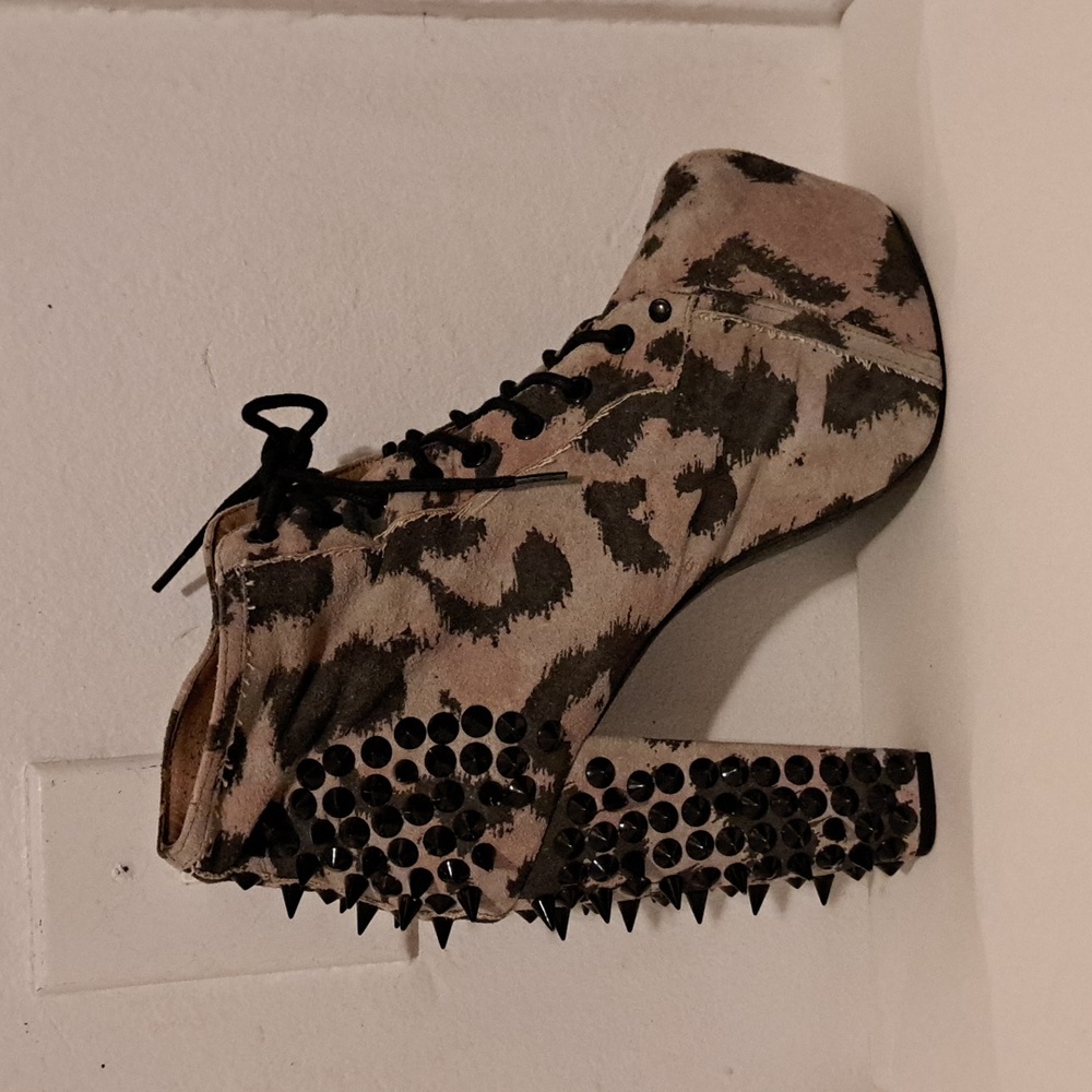 Jeffrey Campbell Animal print platform spiked boots (good used condition)